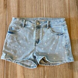 Tractr Girls Denim Shorts Size 14 Blue Light Wash Star Print Mid Rise